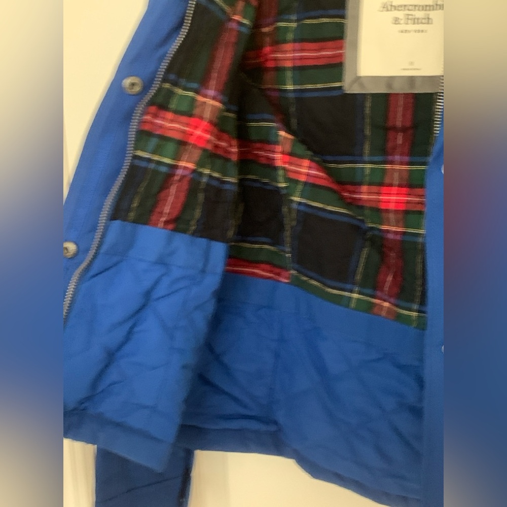 NWT Abercrombie & Fitch Blue Hooded Utility Jacket Women’s Medium Zip Coat - Picture 8 of 16